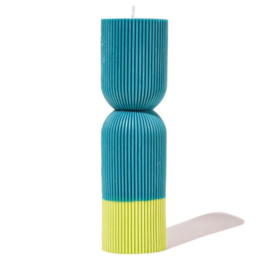 Colour Block Pillar Candle - Green/Lime