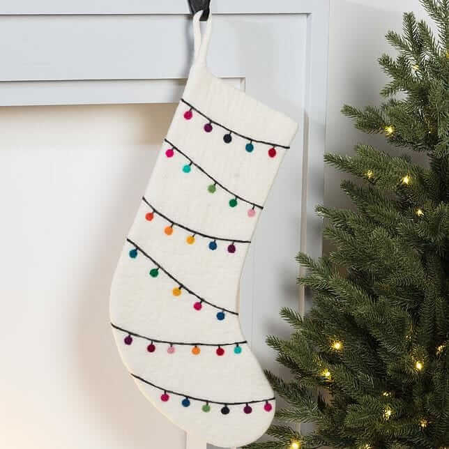 Christmas Light Felt Stocking-Pretty Clean Shop
