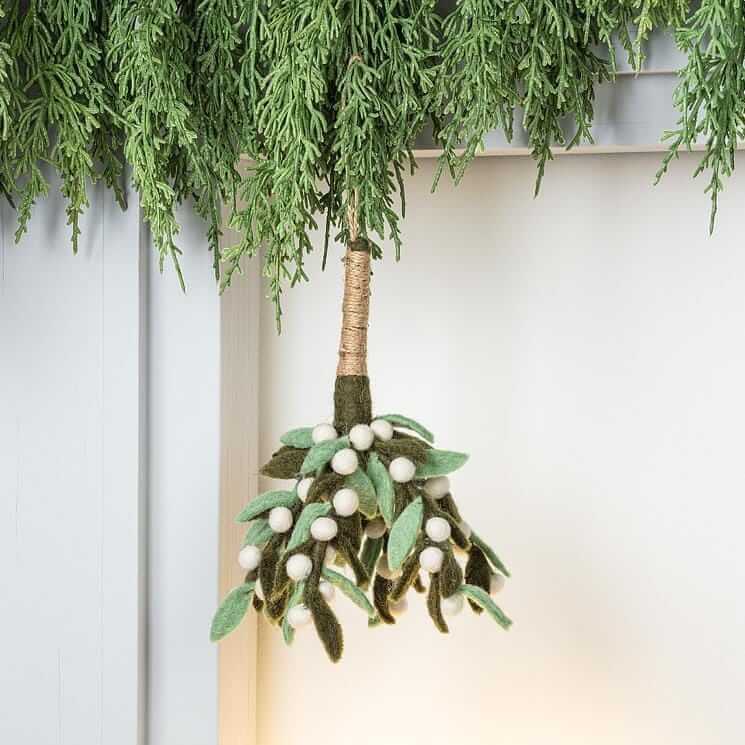 Felt Wool Mistletoe Branch Ornament-Pretty Clean Shop