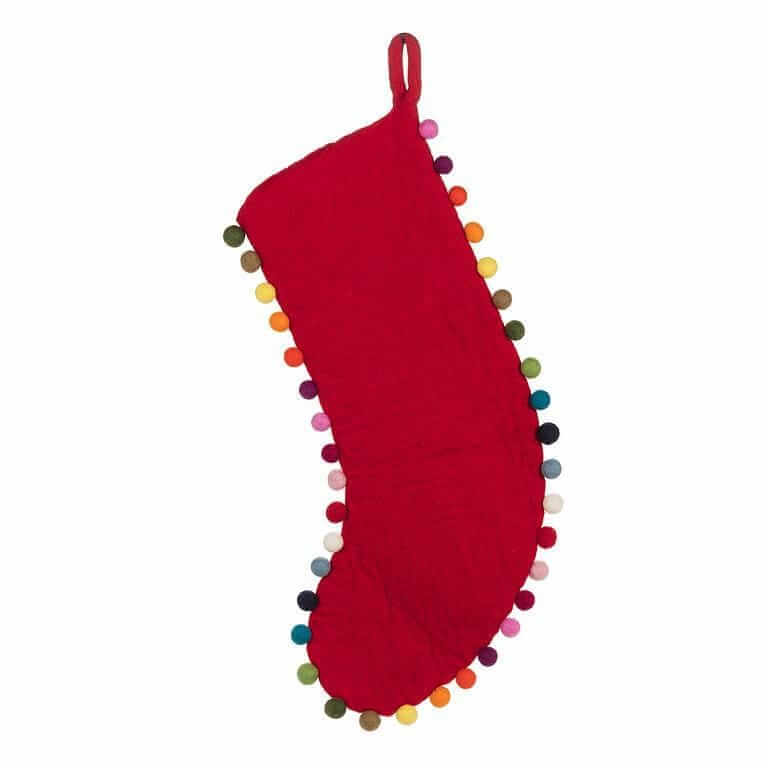 Felted Wool Ball Edge Stocking-Holiday Stockings-Pretty Clean Shop