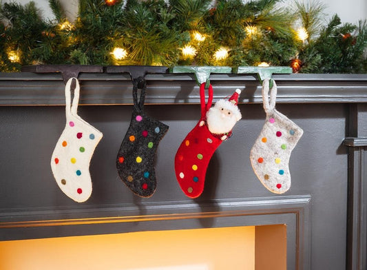 Felted Wool Mini Polka Dot Stocking | prettycleanshop.myshopify.com