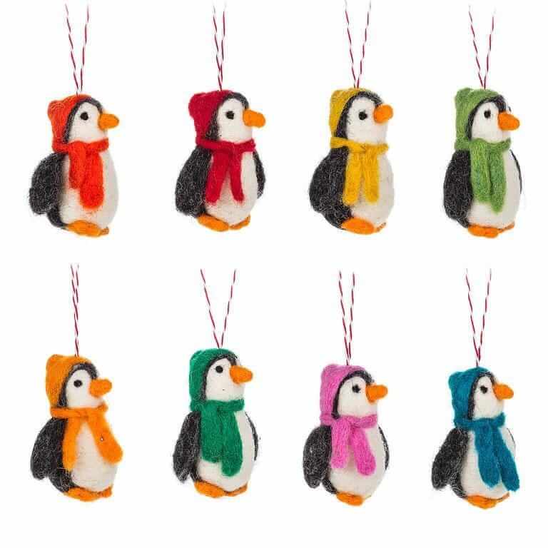 Felted Wool Penguin with Hat Ornament-Holiday Ornaments-Pretty Clean Shop