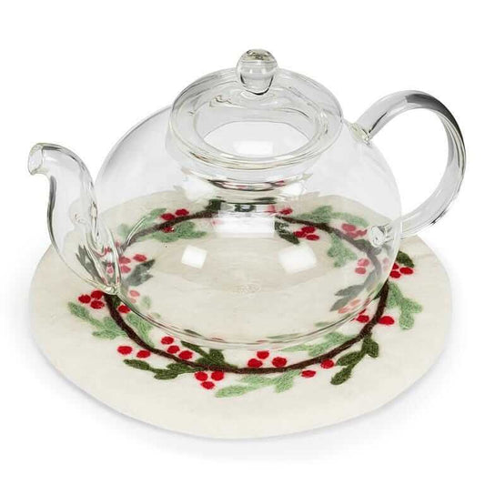 Mistletoe & Berries Felt Trivet-Pretty Clean Shop