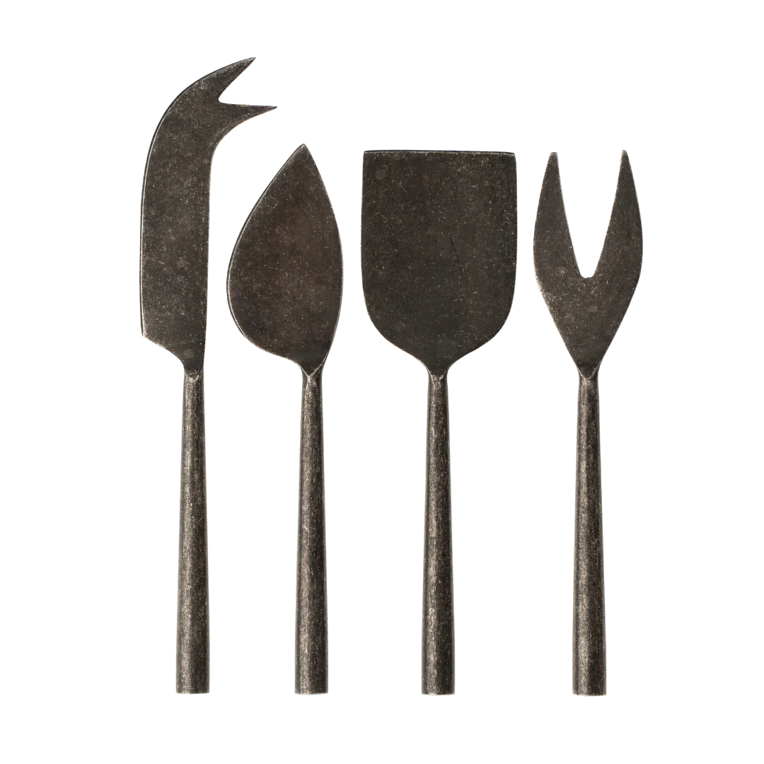 Tides Cheese Knives S/4 Tumbled Black