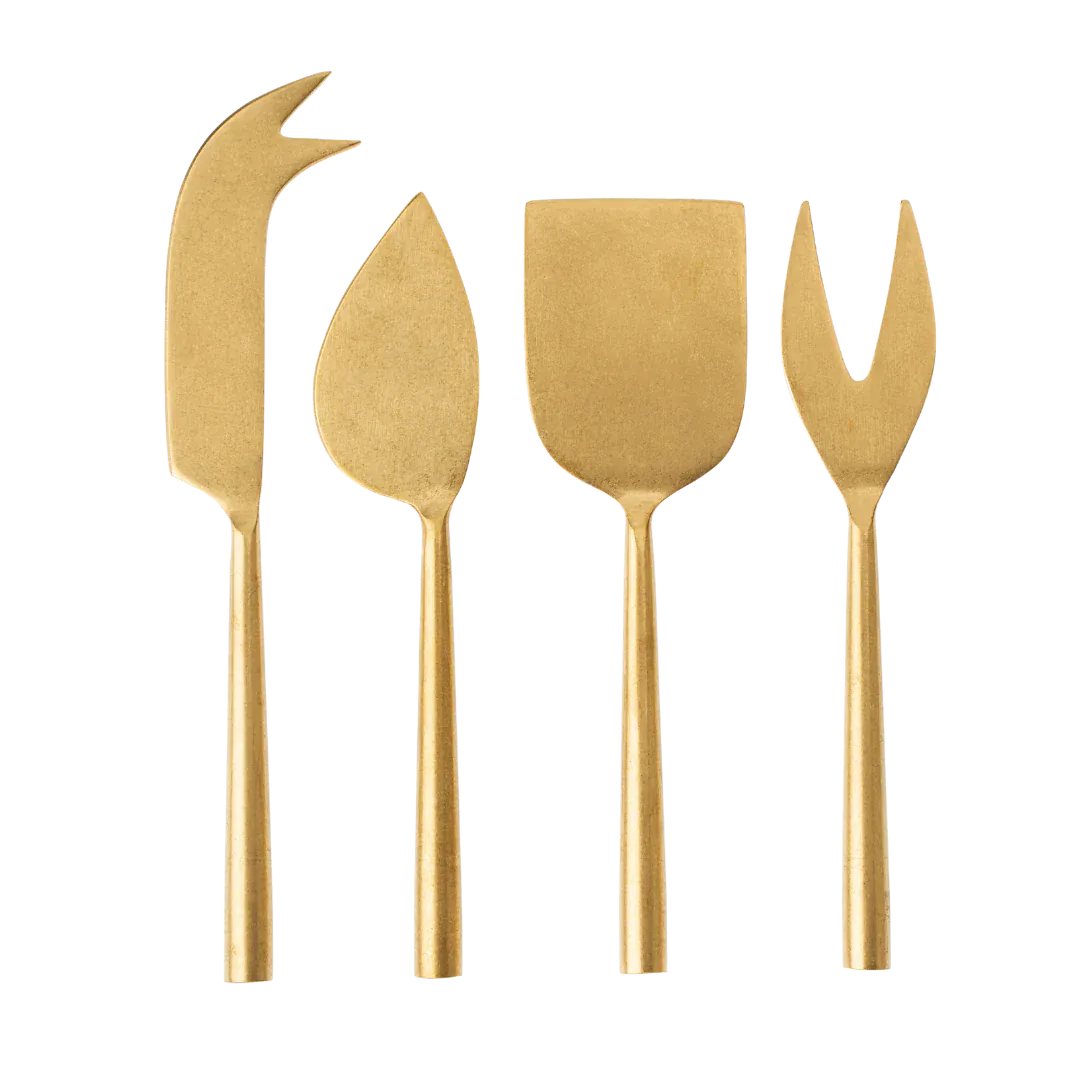 Tides Cheese Knives S/4 Tumbled Gold | prettycleanshop