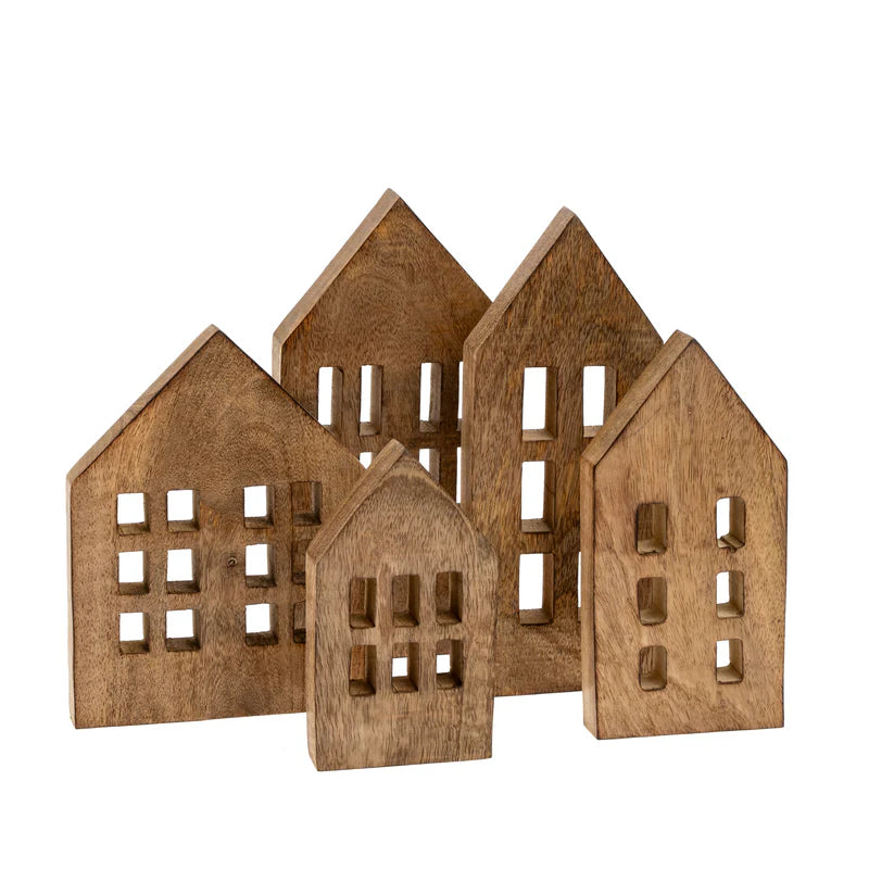 Wooden Winter House - Set of 5