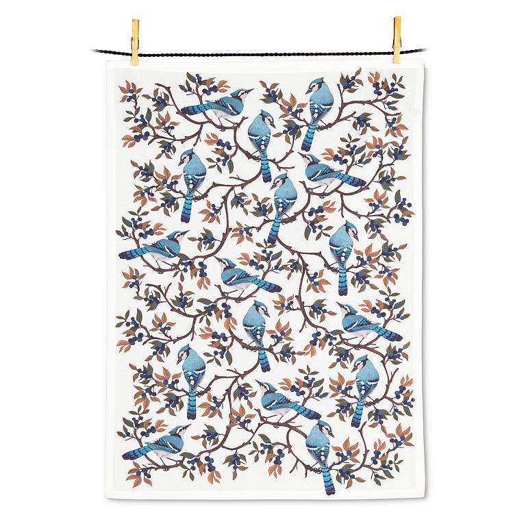 Blue Jays & Berries Kitchen Tea Towel 20x28''L