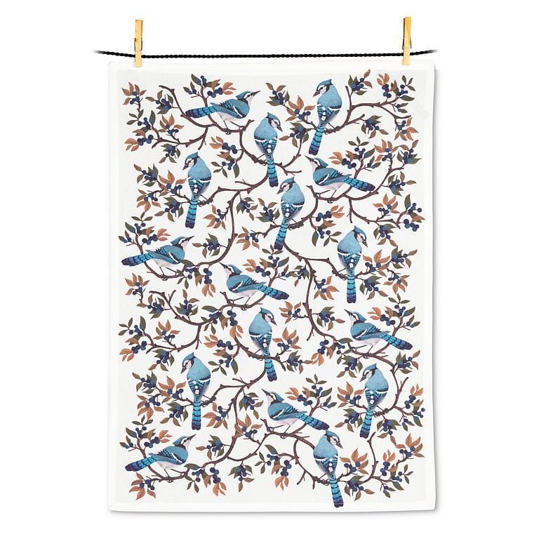 Blue Jays & Berries Kitchen Tea Towel 20x28''L | prettycleanshop