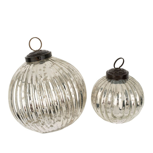 Silverfrost Glass Holiday Ornament, Ribbed | prettycleanshop.myshopify.com