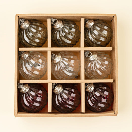 Twisted Holiday Baubles 3" - Set of 9