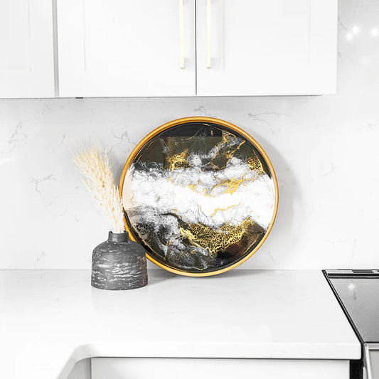 Bamboo Round Serving Eco Resin Tray