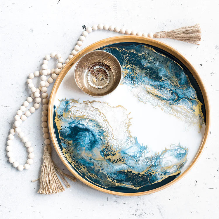 Bamboo Round Serving Eco Resin Tray