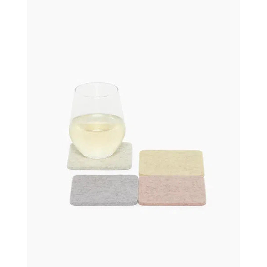 Bierfilzl Merino Wool Felt Square Coaster Multi 4 Pack