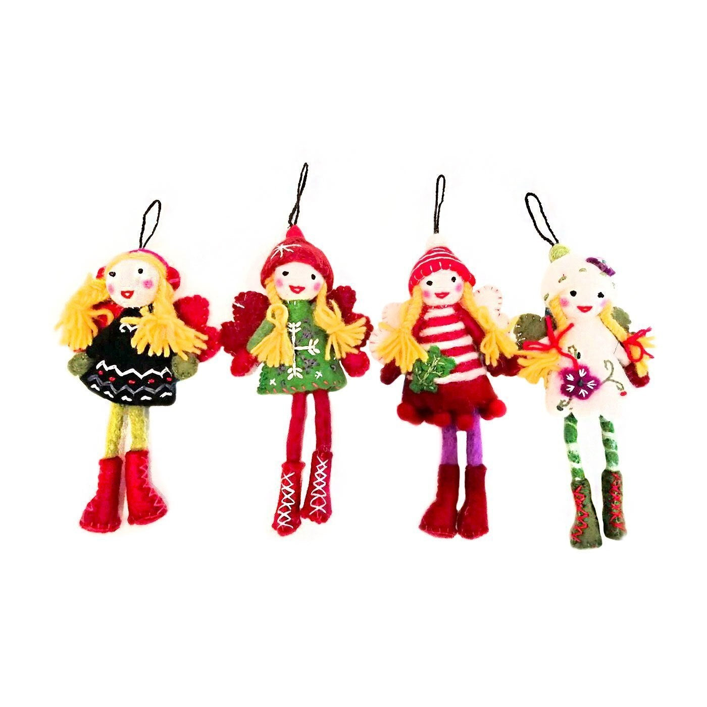 Felted Wool Girl Christmas Angel Ornament