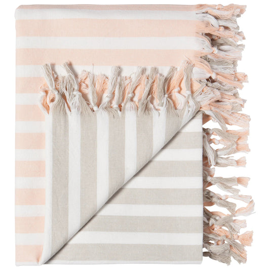 Cotton Tablecloth Dove Caban Stripe - Gray Nectar 90 x 60In