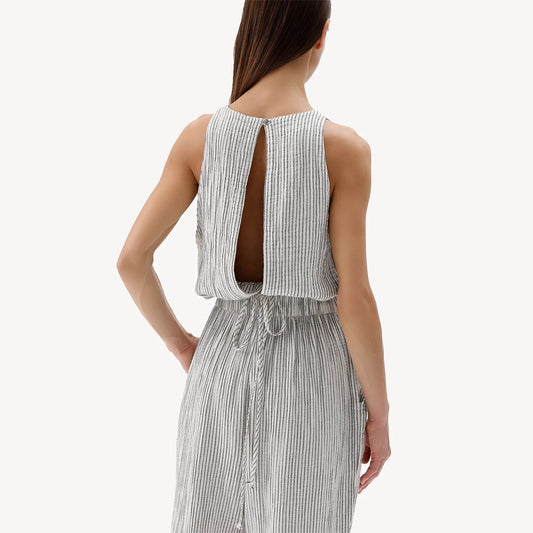 Crinkle Cotton Keyhole Tank Top - One Size - by Pokoloko