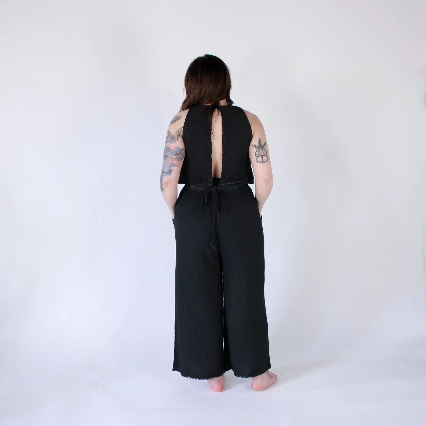 Crinkle Cotton Keyhole Tank Top - One Size - by Pokoloko