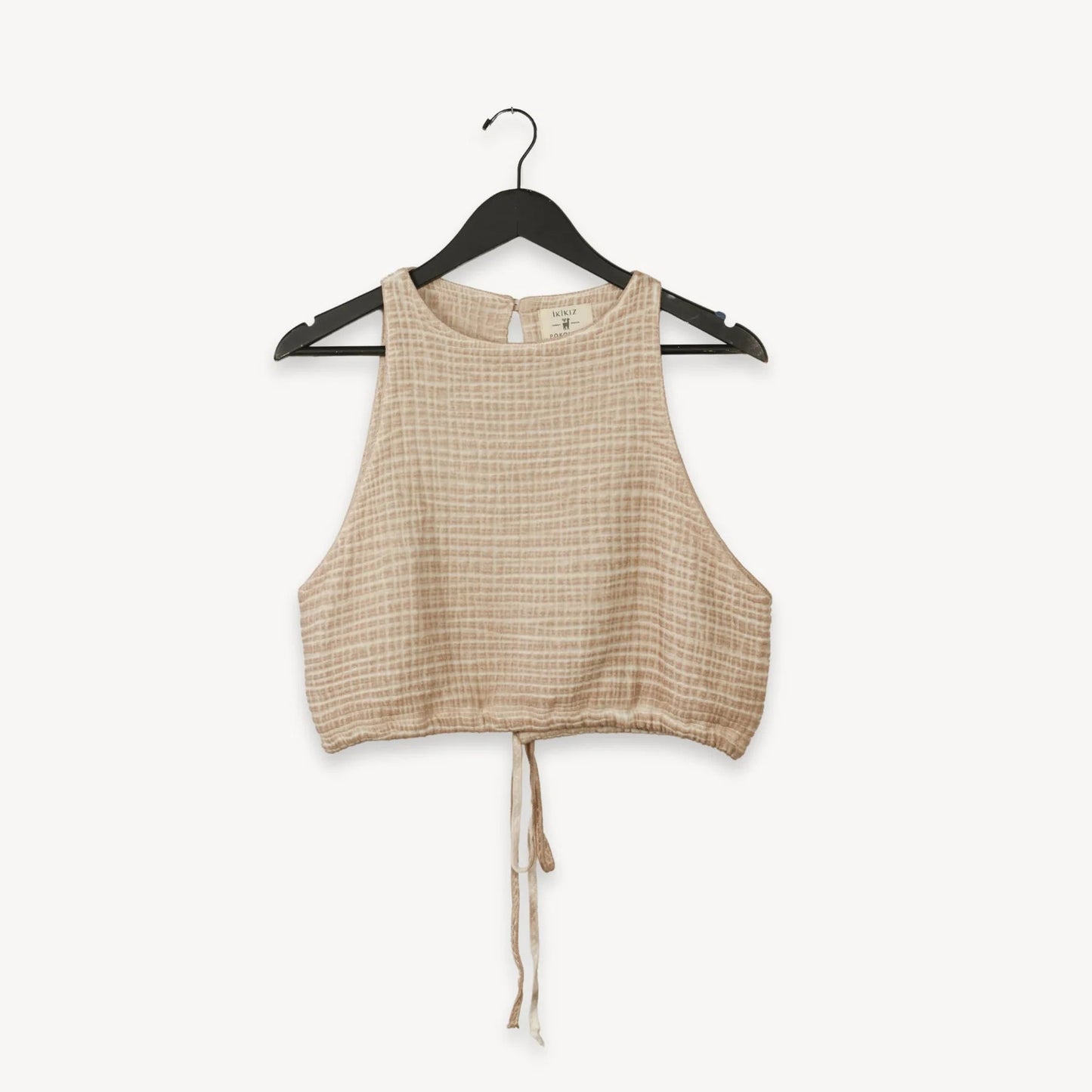 Crinkle Cotton Keyhole Tank Top - One Size