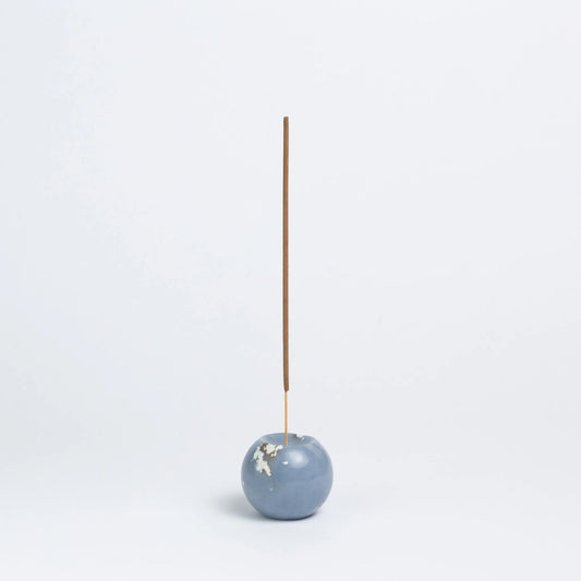Gemstone Waxing Moon Incense Holder - Angelite Blue