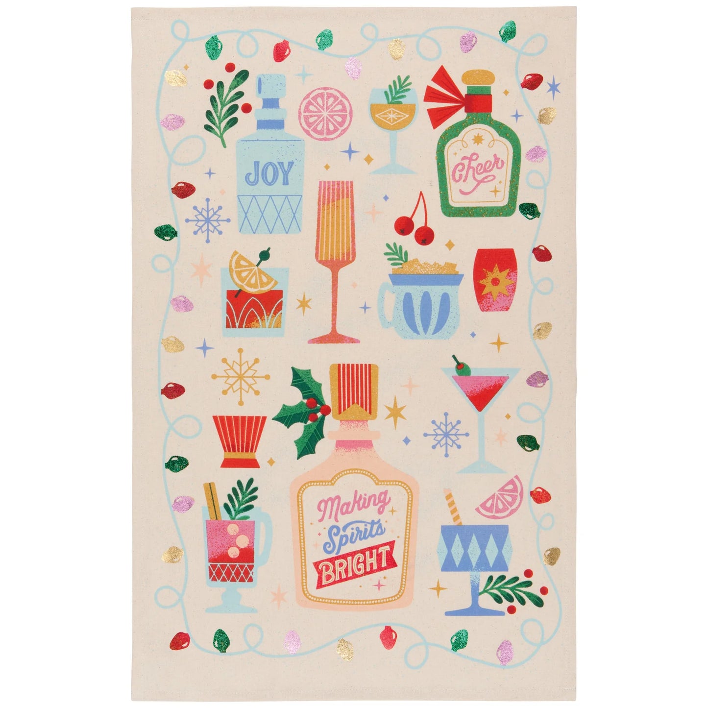 Tea Towel 100% Cotton - Deco Spirits Bright