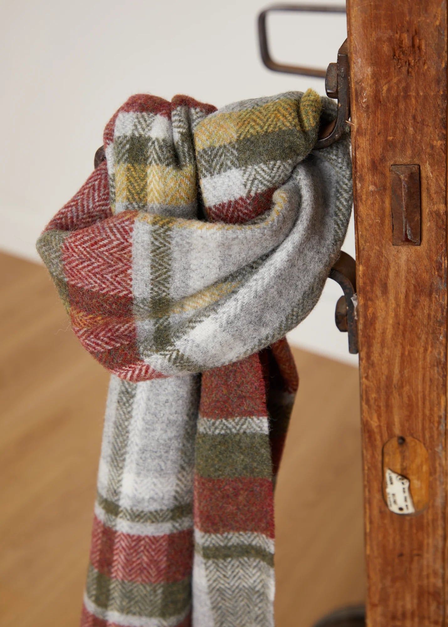 Rust and Green Tartan Lambswool Scarf