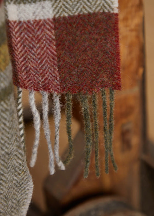 Rust and Green Tartan Lambswool Scarf
