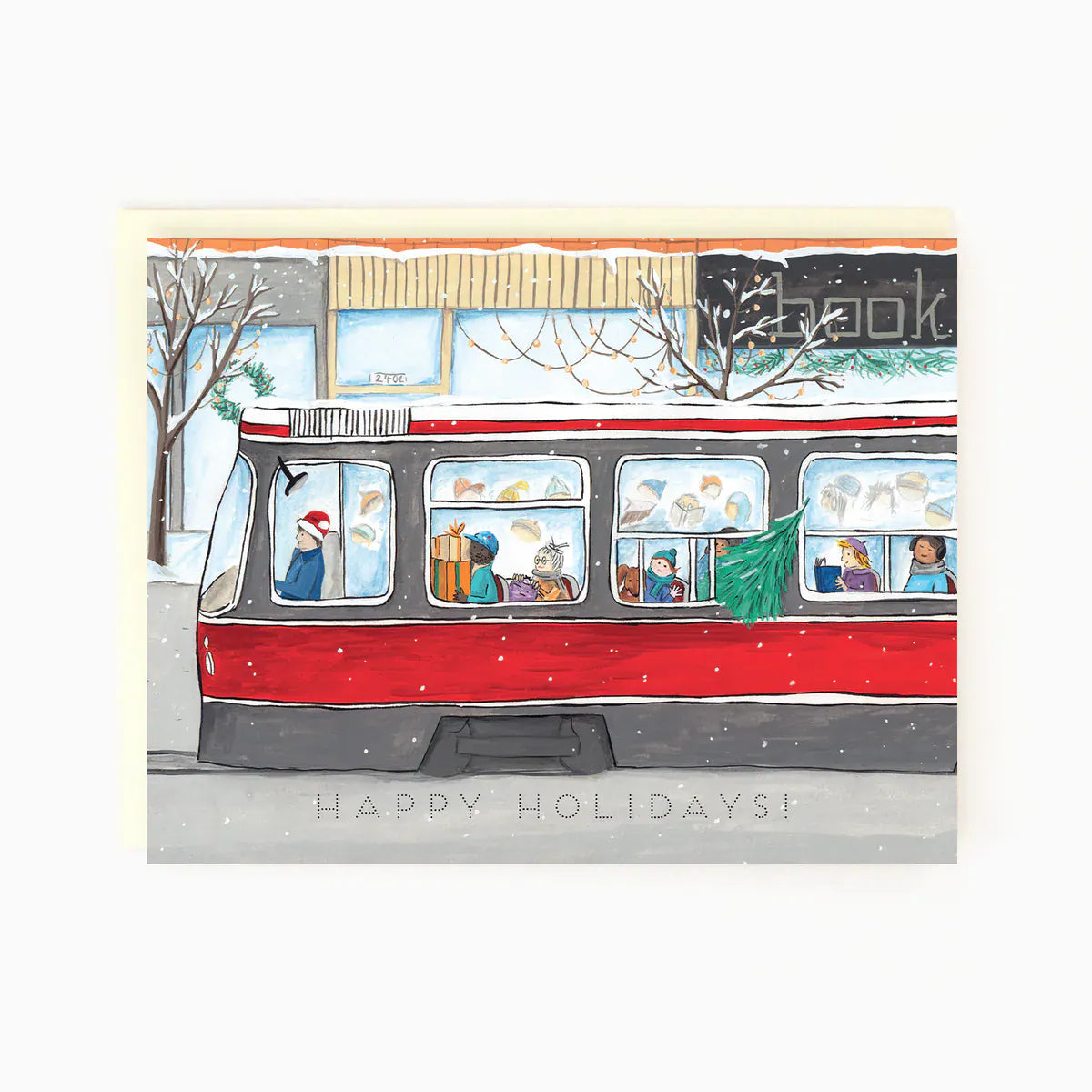 Holiday - Toronto Streetcar-Greeting & Note Cards-Pretty Clean Shop