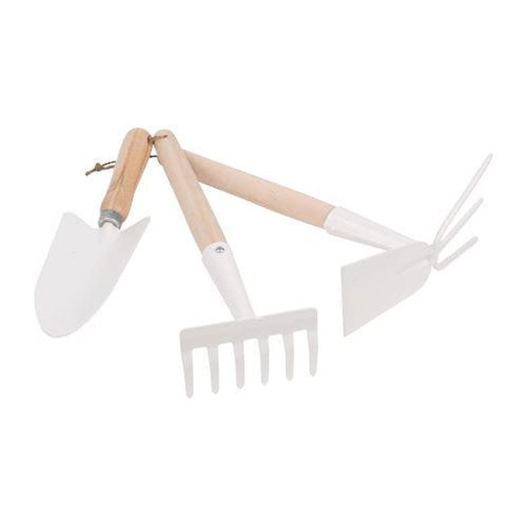Gardening Tool Set - White Metal + Beechwood | prettycleanshop