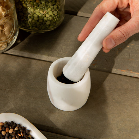 Marble Mortar & Pestle White - Small