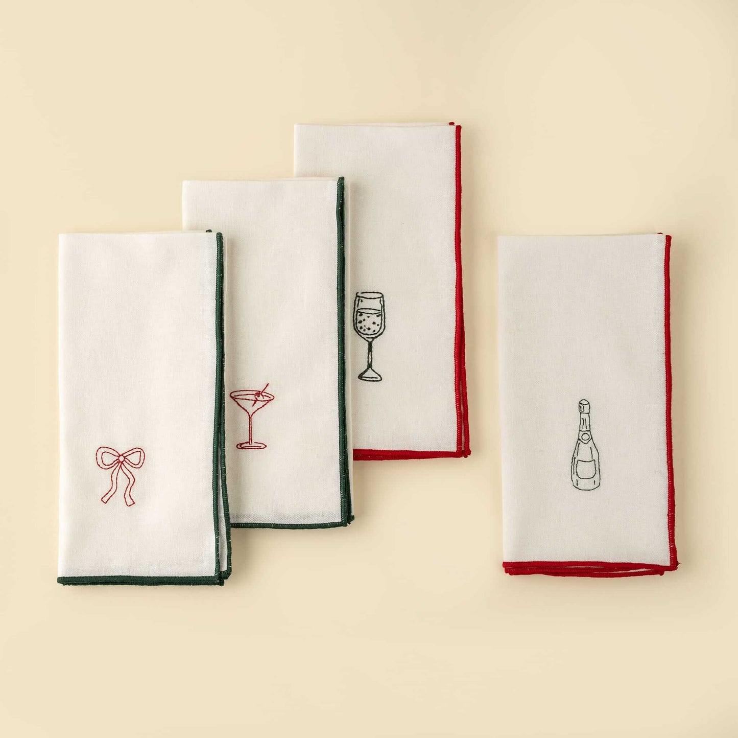 Embroidered Holiday Toast Napkins - Set of 4-Pretty Clean Shop