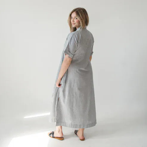 Collared Button Shirt Dress - Charcoal | prettycleanshop