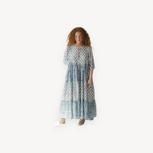 Lilah Maxi Dress - Nilima Blue/White