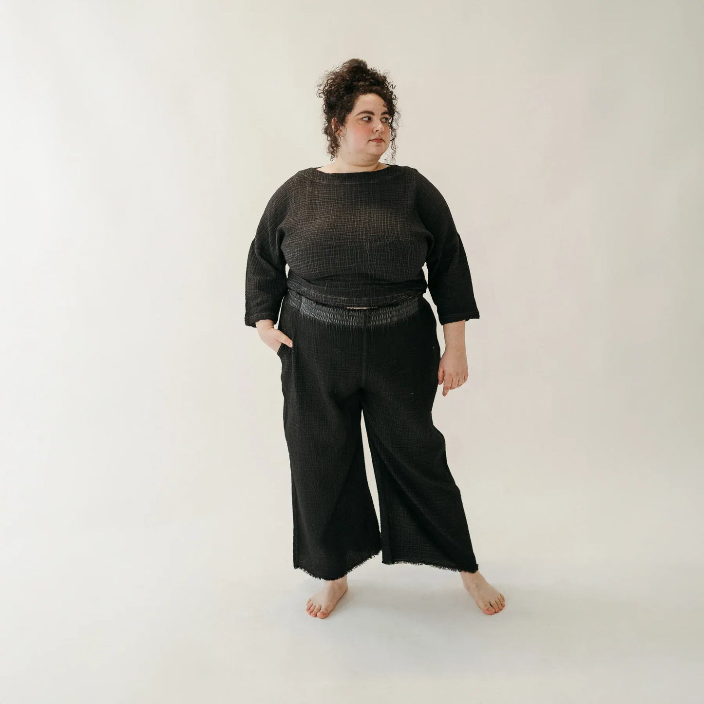Crinkle Drawstring Palazzo Pants Plus | prettycleanshop