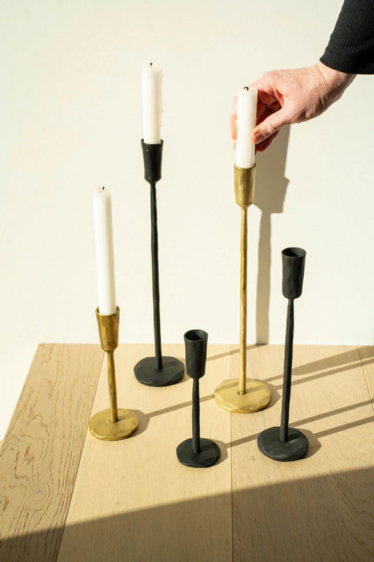 Luna Forged Candlestick - Gold
