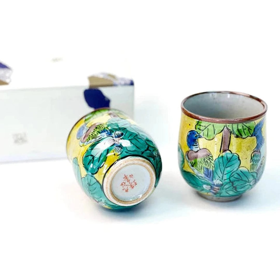 Kutani Ware Peacock Porcelain Cups - Set of 2 | prettycleanshop