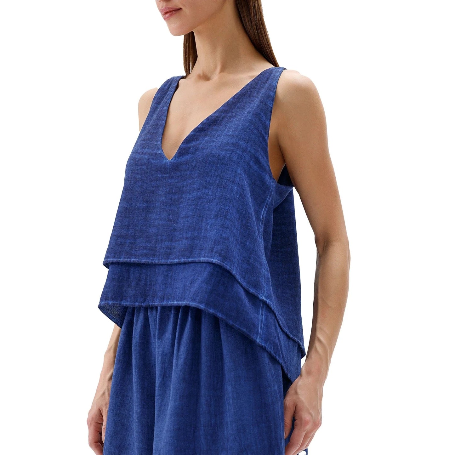 Linen-Cotton Tank Blouse - One Size | prettycleanshop