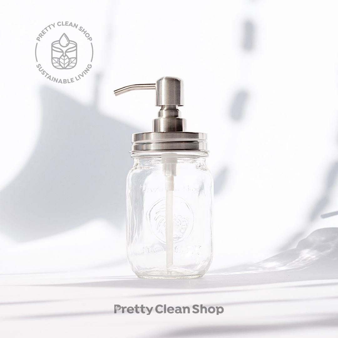 Mason Jar Pump Dispenser for Soap/Lotion MATTE STEEL | prettycleanshop