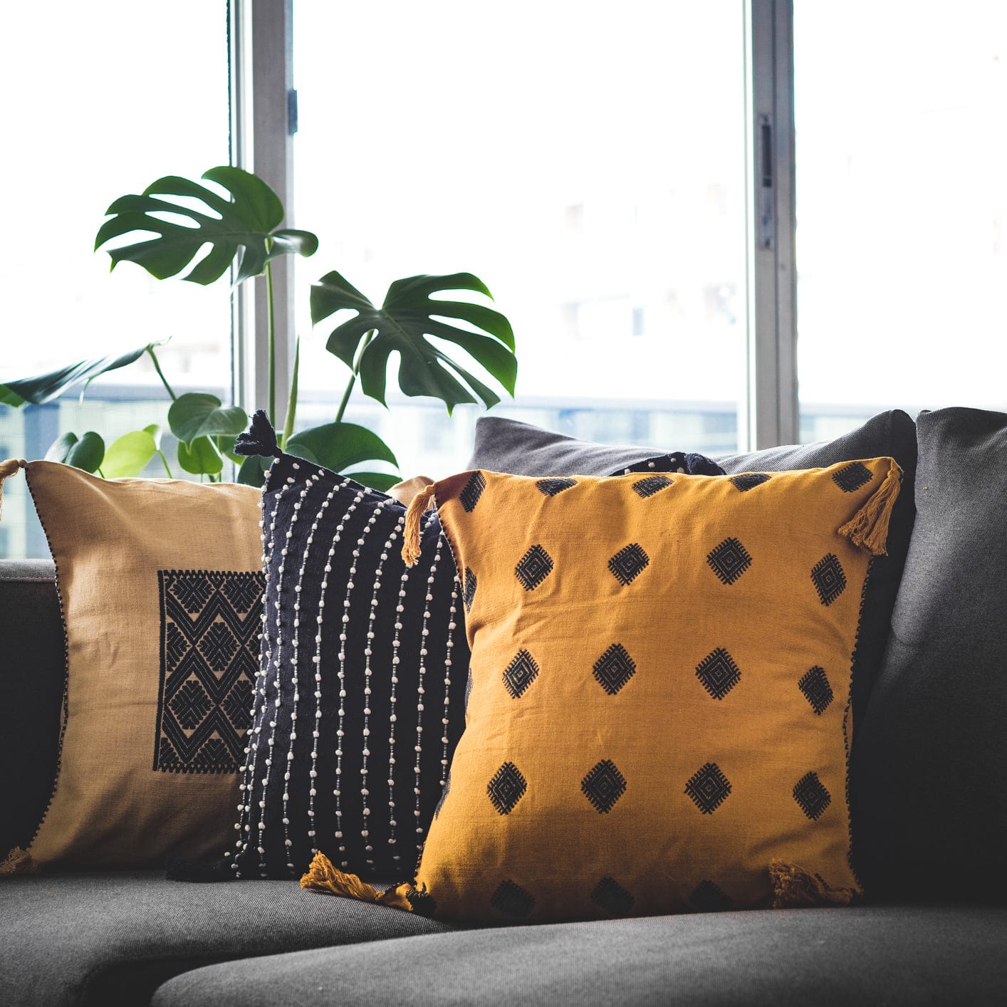 Mexican Cushion Covers - Center Panel Embroidered Pillow Cases | prettycleanshop