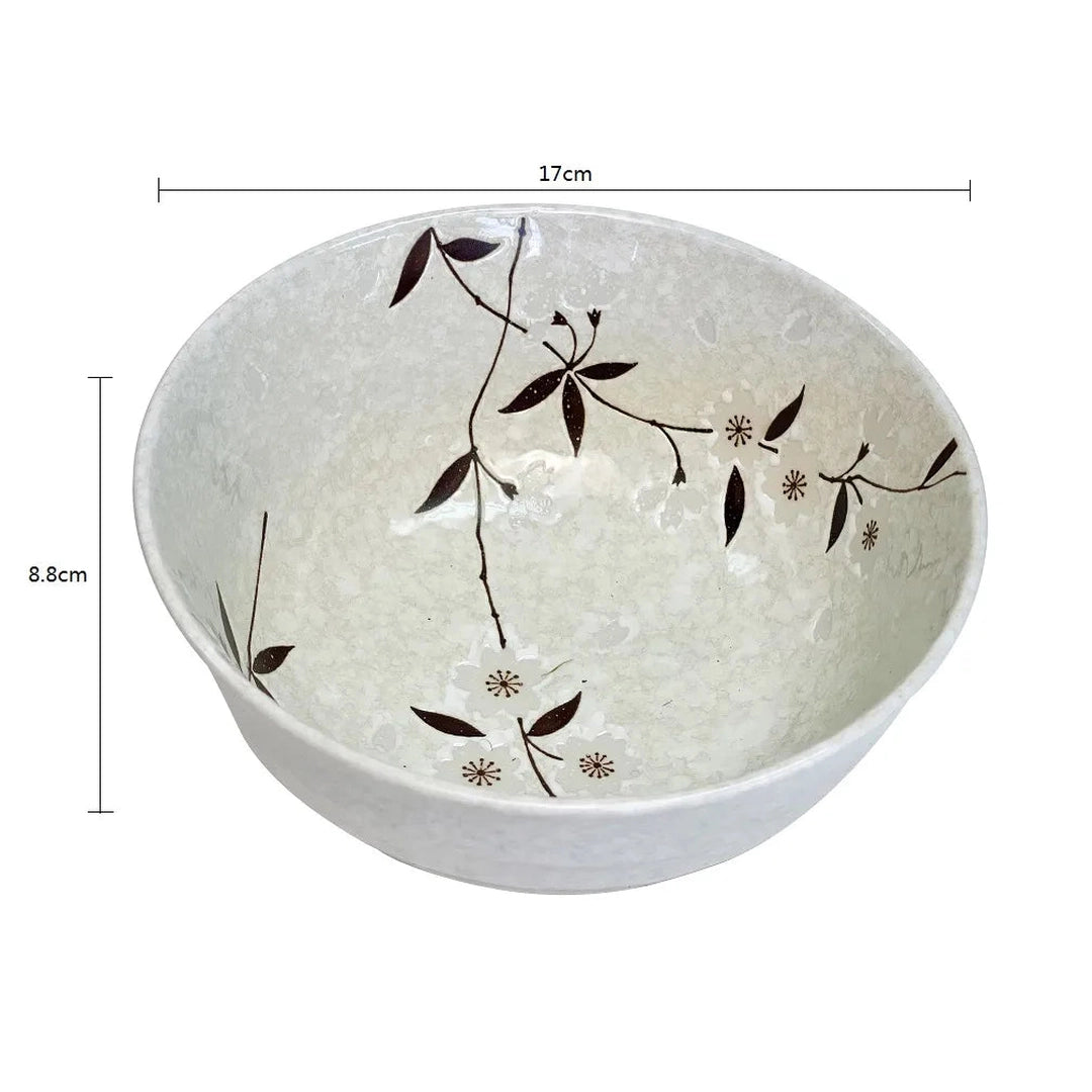 Mino Yaki White Sakura Japanese Porcelain Big Noodle Bowl
