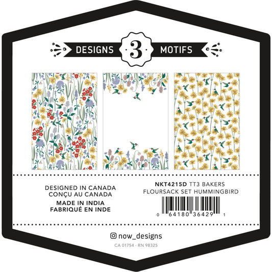 Kitchen Tea Towels Floursack 100% Cotton - Set of 3 Hummingbird