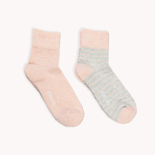 Pima Cotton Socks - Striped-Solid Pack of 2