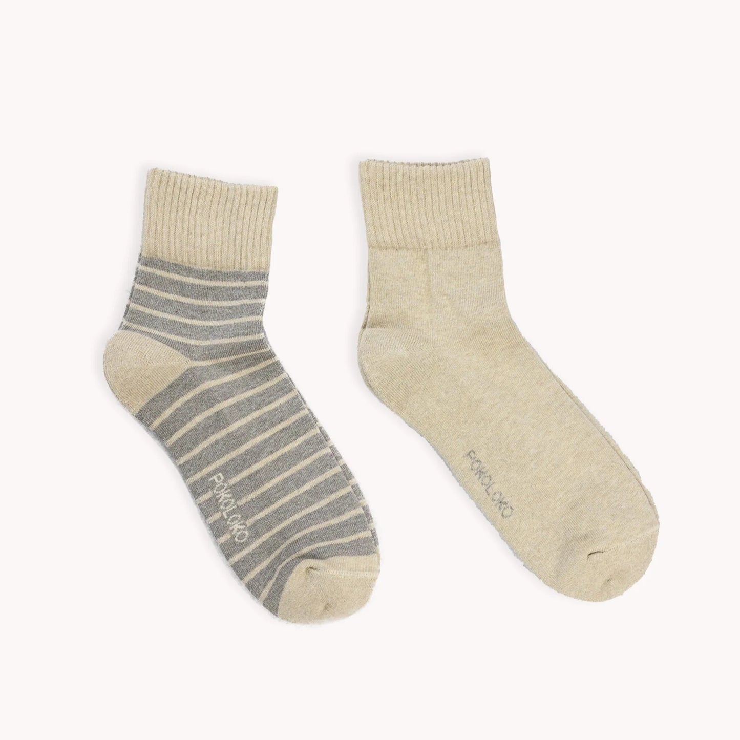 Pima Cotton Socks - Striped-Solid Pack of 2