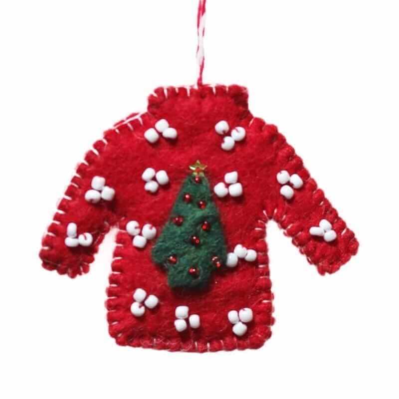 Felted Wool Pine Sweater Ornament-Holiday Ornaments-Pretty Clean Shop