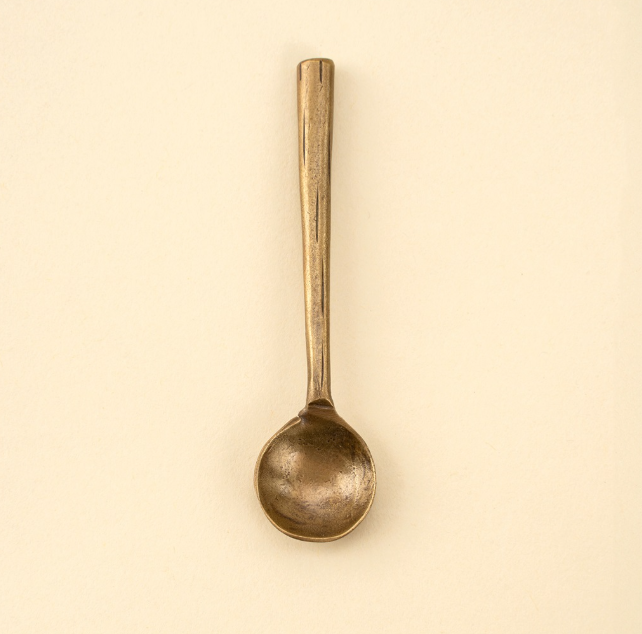 Aged Brass Salt Spoon
