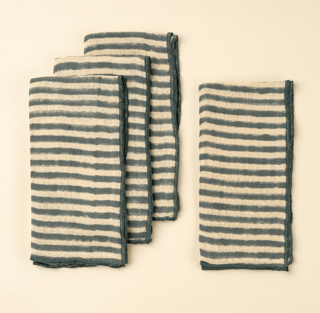 Stripe Block Print Napkins (Set of 4) | prettycleanshop