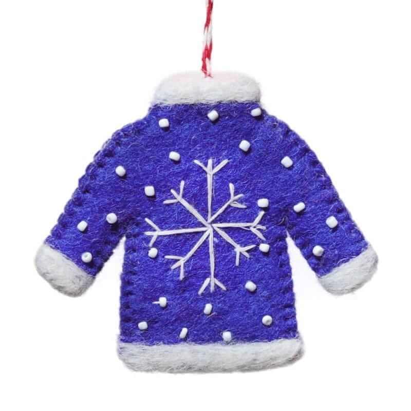 Felted Wool Snowflake Sweater Ornament-Holiday Ornaments-Pretty Clean Shop
