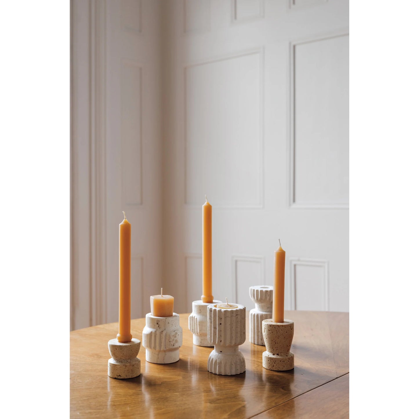 Iona Travertine Candle Holders