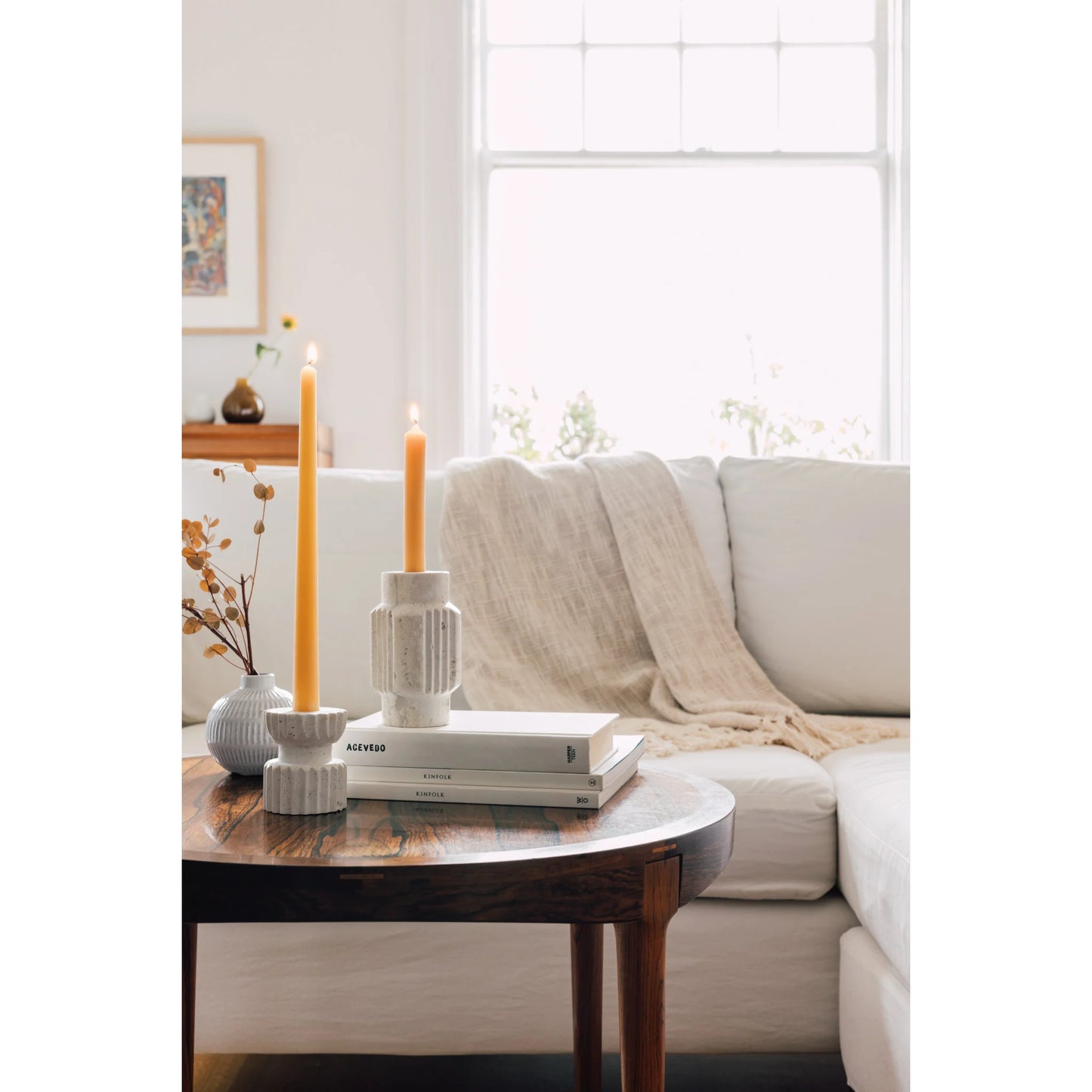 Iona Travertine Candle Holders