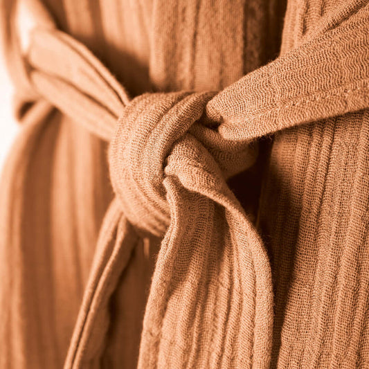 Turkish Cotton Muslin Robe - Amelia Terracotta
