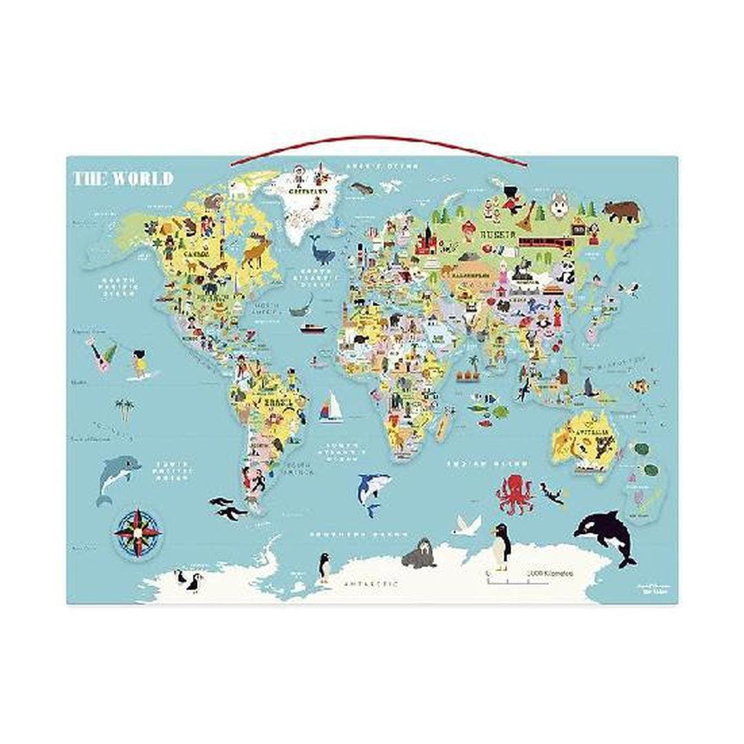 World Map - Magnetic Wooden Poster & Puzzle by Ingela P. Arrhenius | prettycleanshop